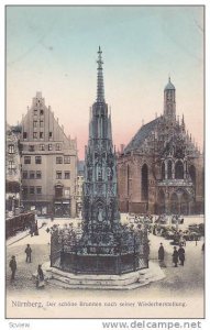 Der Schone Brunnen Nach Seiner Wiederherstellung, Nurnberg (Bavaria), Germany...