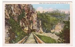 Norfolk Western Railroad Track High Cliffs West Virginia linen postcard