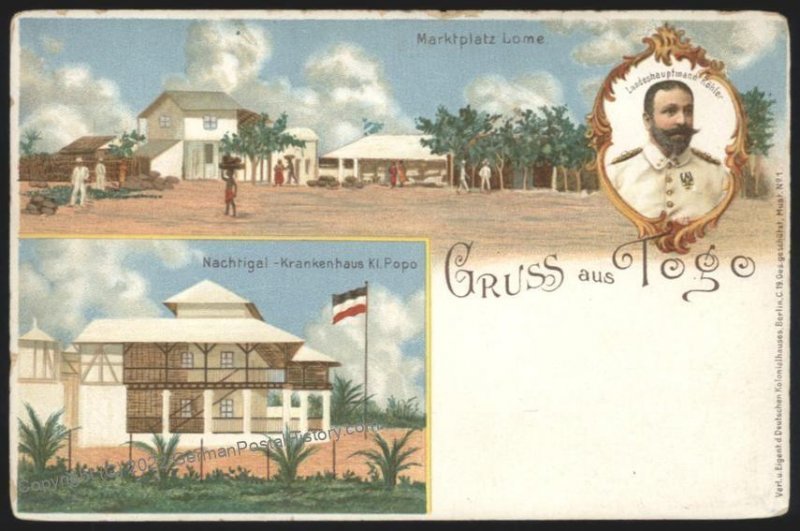 Germany 1890s Gruss aus Togo Private Postal Card 10pf Stamp Indicia UNUSE 110061