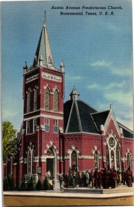 Austin Avenue Presbyterian Church, Brownwood TX c1945 Vintage Postcard D74