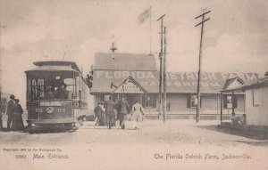 TROLLEY MAIN ENTRANCE OSTRICH FARM JACKSONVILLE FLORIDA POSTCARD (1905)