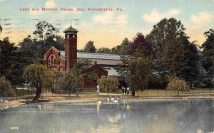 Monkey House & Lake Zoo Philadelphia Pennsylvania 1912 postcard