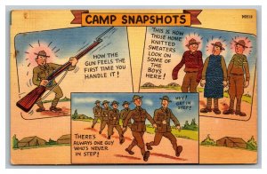Vintage 1942 Military WW2 Comic Postcard Army Basic Training Camp Snapshots
