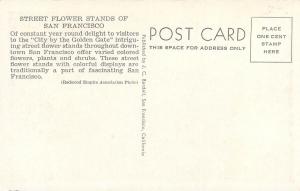 Street Flower Stands Of San Francisco Postcard. Deckled Edges. Ols Car