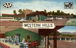 Flagstaff Arizona AZ Western Hills Route 66 Coffee Shop Motel Vintage Postcard