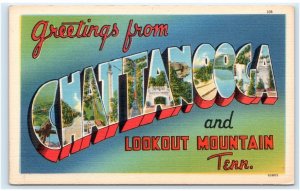 Large Letter Linen ~ CHATTANOOGA, TN~ c1940s Hamilton County Cline Co. Postcard