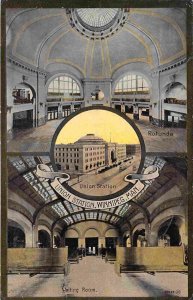 Union Railway Station Interior Multi View Winnipeg Manitoba Canada 1913 postcard