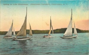 New York Chautauqua Sailing Lake Institution Albertype 1934 Postcard 22-1456