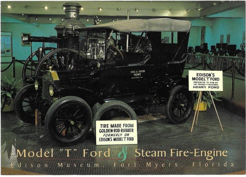 Model T Ford & 1909 Steam Fire Engine Edison Museum Ft. Meyers Florida 4 by 6