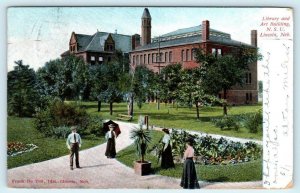 LINCOLN, Nebraska NE ~ N.S.U. University LIBRARY & ARTS BUILDING 1906 Postcard