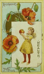 1888 Alexander's Tonic Pills Cure-All Impotency Adorable Girl Orange Poppies P81 