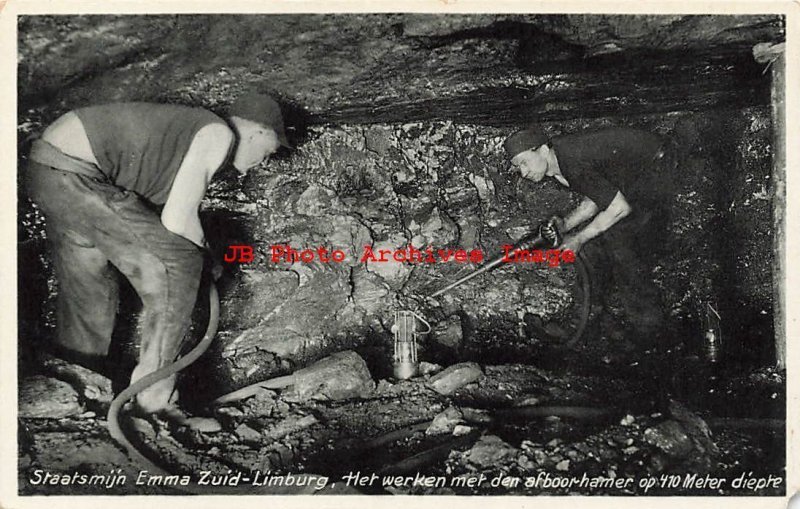 Netherlands, Limburg, Emma South Mine, Working with Hammer in Tunnel 