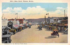 Main Street Cars Tijuana Mexico 1930s postcard