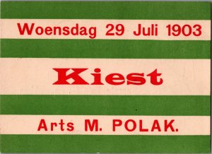 Woensdag 29 Juli 1903 Kiest Arts M.Polak Advertising Postcard BS21