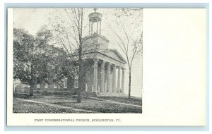 1905 First Congregational Church, Burlington Vermont VT Antique Postcard