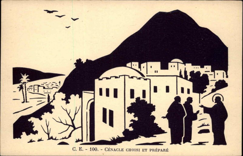 Jesus Christ Cenacle Chioisi et Prepare Block Printing Vintage Postcard