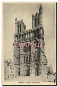 Old Postcard Mantes Notre Dame Church