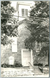 CARVERSVILLE PA CHRISTIAN CHURCH ENTRANCE ANTIQUE REAL PHOTO POSTCARD RPPC