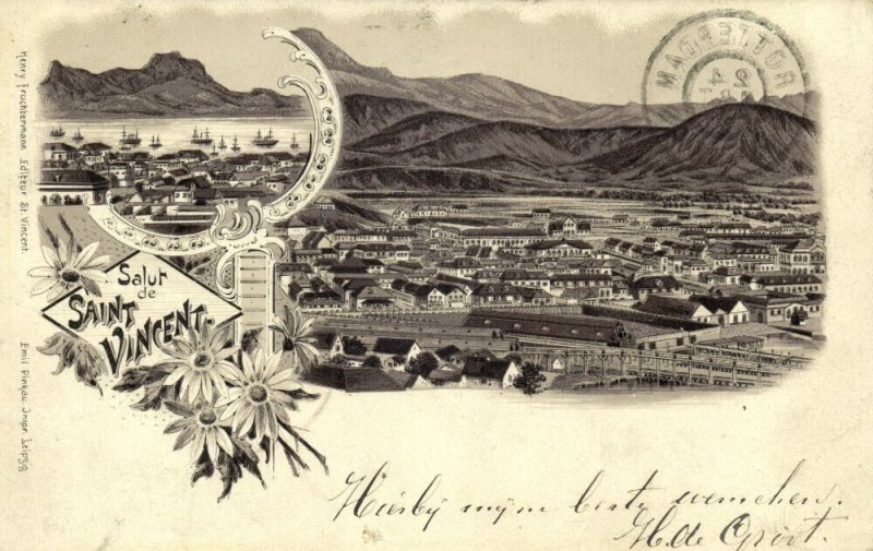 cape verde, SÃO VICENTE, Multiview, Panorama, Harbour (1899) Litho Postcard