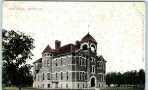 c1910s Garner, Iowa High School Postcard Building Learning Institution Kropp A40