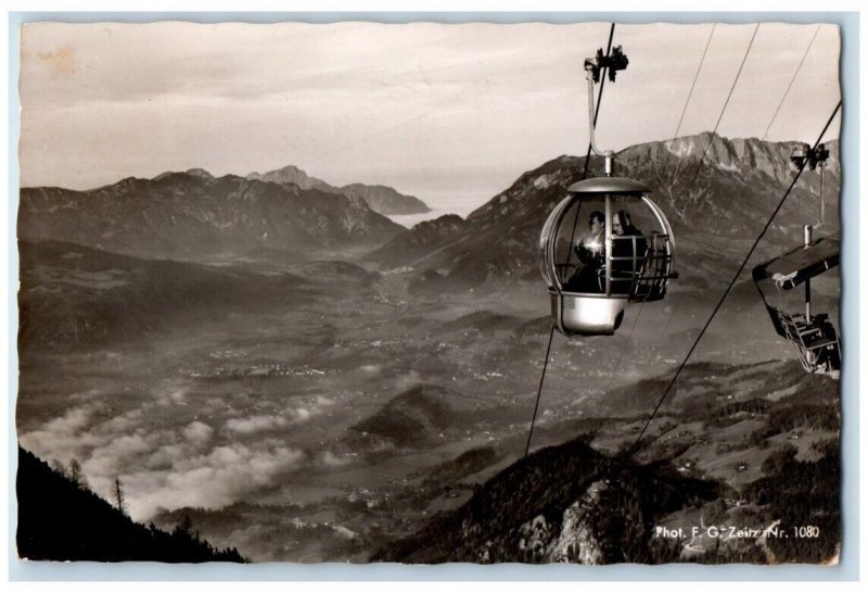 1955 Jenner Cable Car Mountains Berchtesgaden Germany RPPC Photo Posted Postcard
