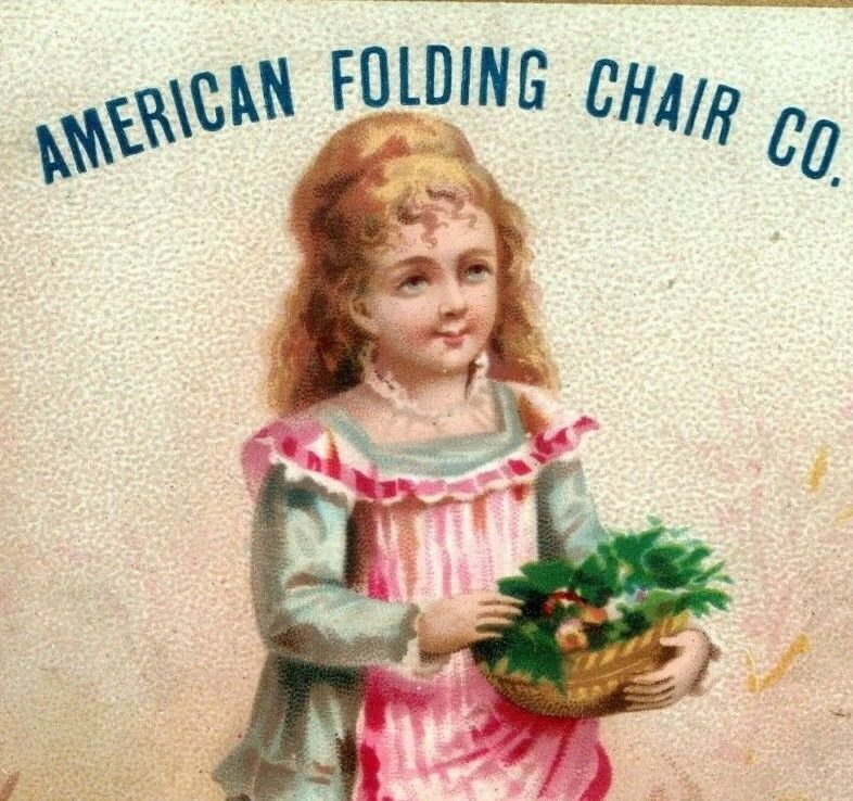 1880's-90's American Folding Chair Co. Prices Listed Adorable Girl P202