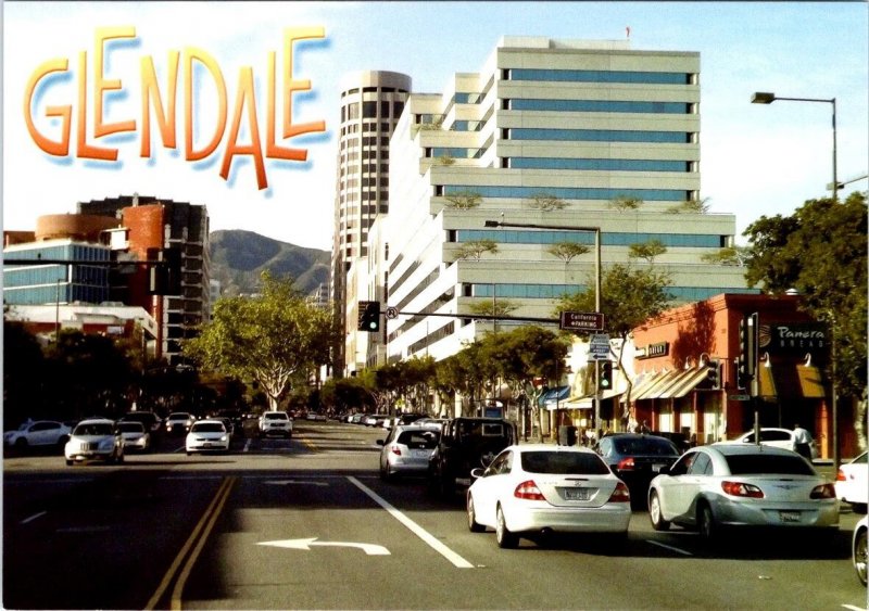 2~4X6 Postcards  Glendale, CA California  AERIAL VIEW & DOWNTOWN STREET SCENE