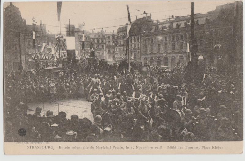 Strasbourg France 1918 WWI World War I Defile des Troopes Plaza Kleber Postcard