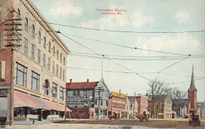 HAYMARKET SQUARE LEWISTON MAINE POSTCARD (c. 1910)