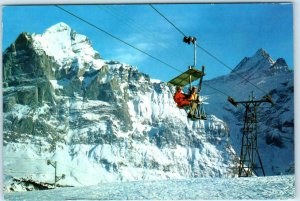 GRINDELWALD, SWITZERLAND  Ski Lift and Wetterhorn, Schreckhorn Mtns  Postcard