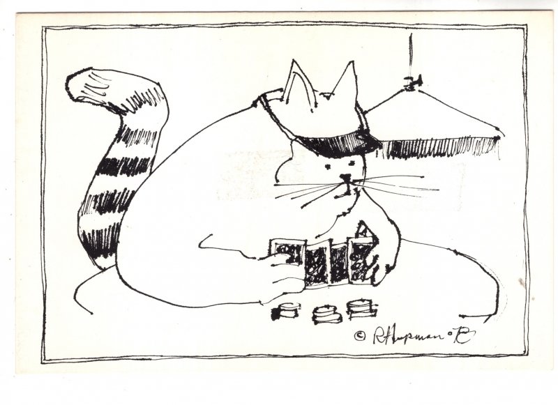 Cat Playing Poker 1978 Hupman Illustrator, Gambling, Humour Canada, Fly by Night