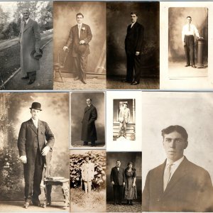 x10 LOT c1910s People Men Portrait RPPC Outdoor Suit Fashion Real Photo Set A176