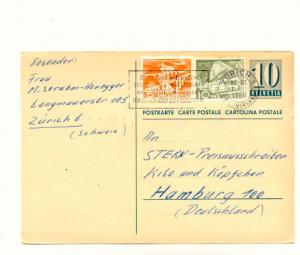 Switzerland 10 Postal Stationery, Stamps, Used 1959