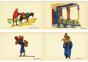 ALGERIA ALGERIE TYPES ARTIST SIGNED SANDOZ Incl. BOOKLET 24 CPA (L2435)