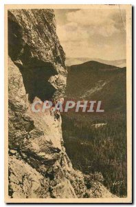 Old Postcard Route de la Schlucht Haut Rhin Rock overlooking the Vallee de Mu...