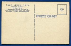 Kingman Arizona az Casa Linda Cafe Route 66 linen postcard