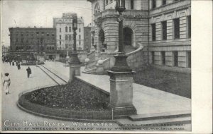 Worcester Massachusetts MA City Hall Plaza Garden 1900s-20s Vintage Postcard