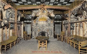 J26/ St Louis Missouri Postcard c1910 Interior Sun Set Inn Fireplace  86