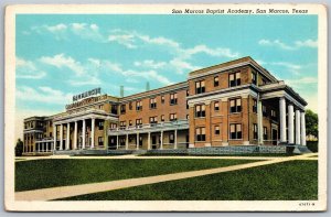 Vtg Texas TX San Marcos Baptist Academy School 1930s View Linen Postcard