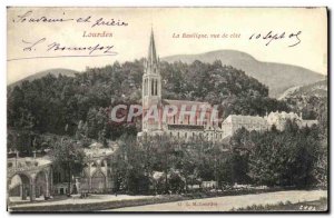 Old Postcard Lourdes Basilica side view