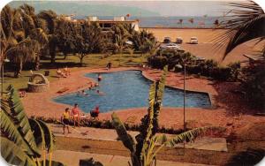 Acapulco Mexico~Motel Acapulco Swimming Pool~Men Playing Shuffleboard~50s Cars