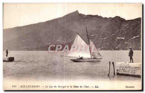 Postcard Old Aix Les Bains Lake Bourget and the Dent du Chat Boat