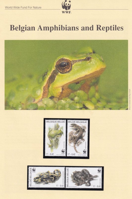 Belgian Belgium Amphibians & Reptiles WWF Stamps and Set Of 4 First Day Cover...