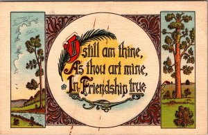 Art Print Friendship Art Nouveau Design Vintage Postcard