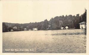 Star Lake NY Sand Bar Bay Cottages Boat House Real Photo Postcard