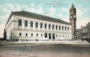 Vintage Postcard 1901 Public Library From The McPhail Piano Co. Boston Mass. MA