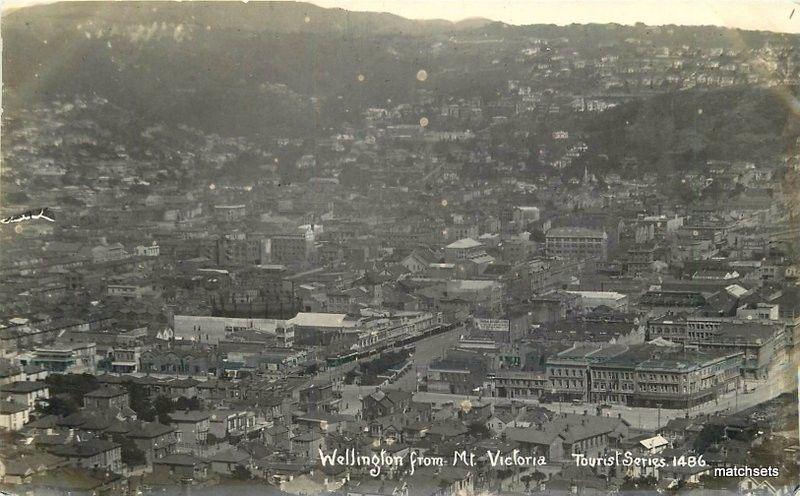 1920s New Zealand Wellington Mt Victoria Tourist Series Aerial RPPC 4234