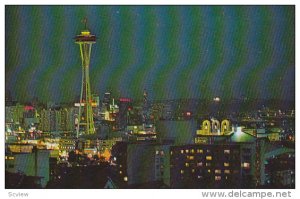 Night View From Queen Anne Hill, Space Needle, Skyline, Queen City, Seattle, ...