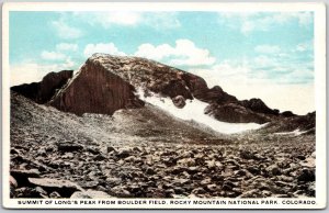 Summit Long's Speak From Boulder Field Rocky Mountain National Park CO Postcard