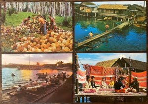 Lot 5 postcards Philippines Muslim Village Zamboanga & Basilan city local motifs 